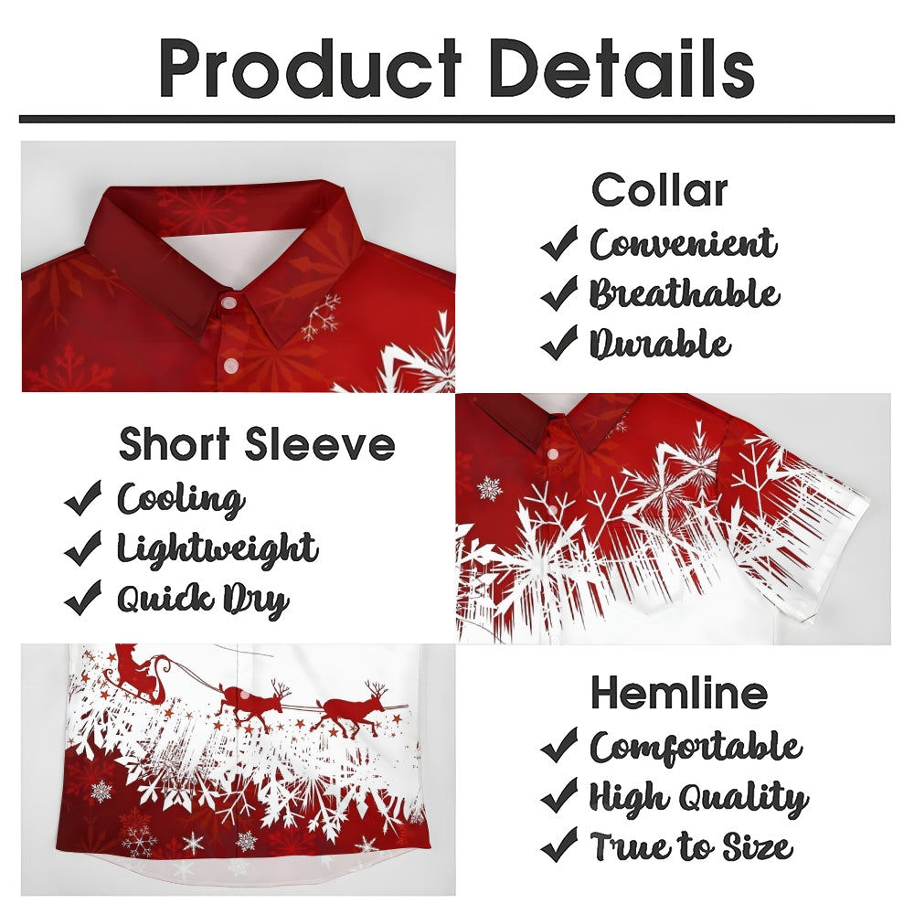 Men's Christmas Sleigh Casual Short Sleeve Shirt 2410008366