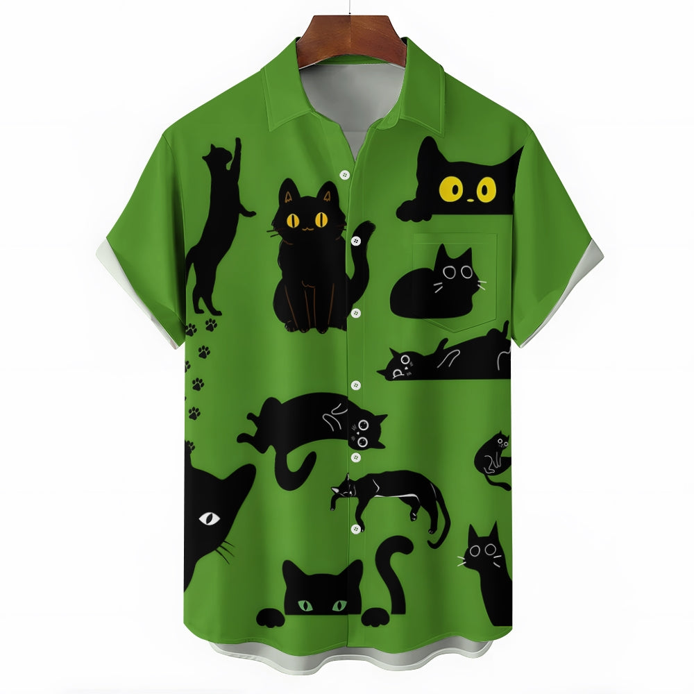 Funny Cats Casual Short Sleeve Shirt 2404000172