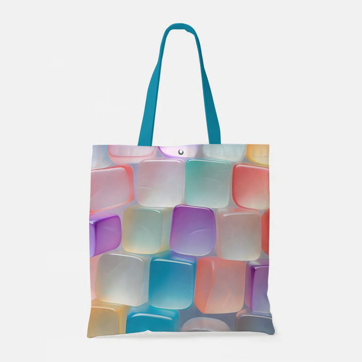 Unisex Geometric 3D Square Printed Fabric Bag with Interior Pocket