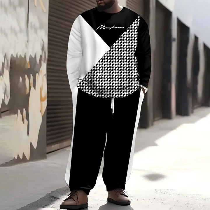 Men's Contrast Houndstooth Sweatshirt Set