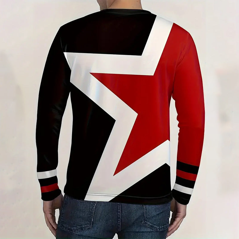 Men's Star Digital Print Crew Neck Tracksuit