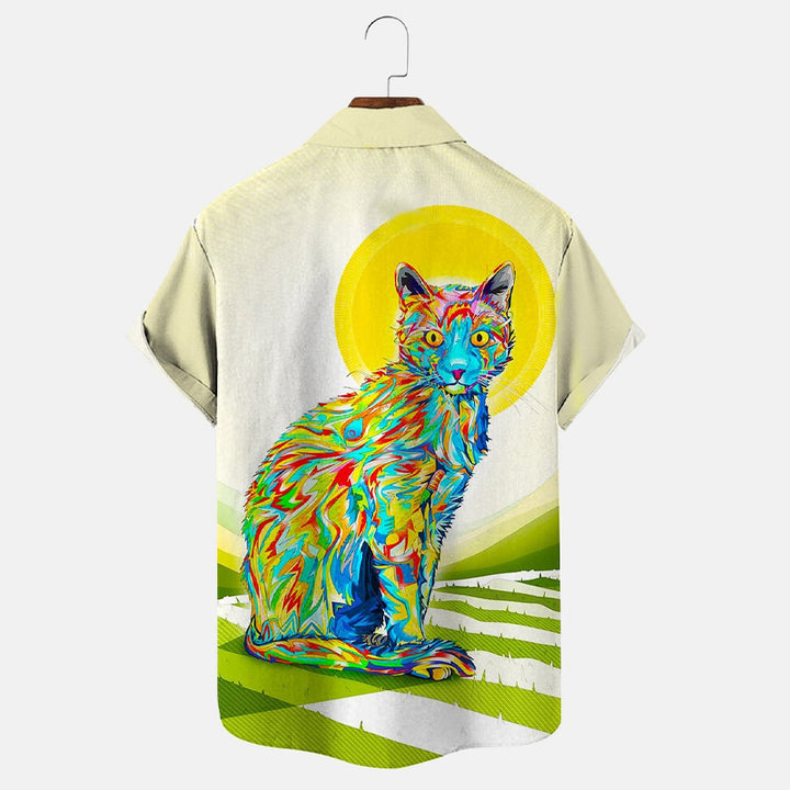 Funny Cats Print Short Sleeve Shirt