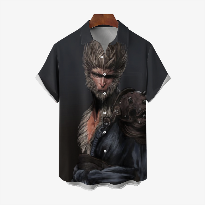 Black Myth Wukong Game Monkey Print Short-Sleeved Shirt