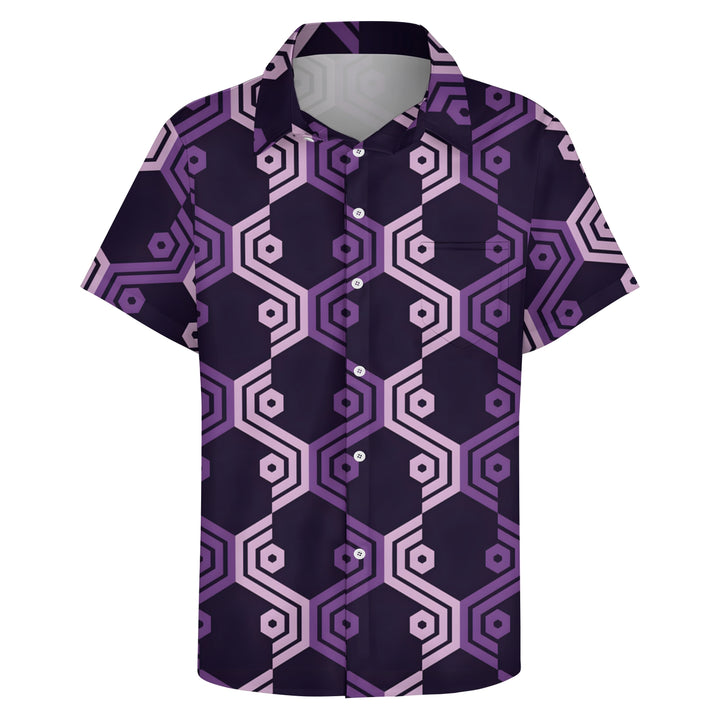 Chemise à carreaux violette à manches courtes pour homme 2304102520