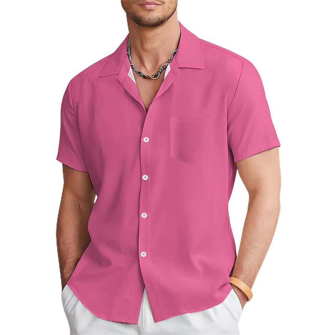 Men's Solid Color Casual Short Sleeve Shirt 2312000443