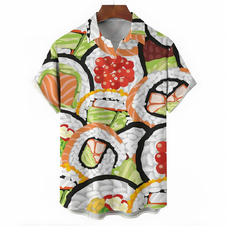 Cartoon Funny Sushi Casual Short Sleeve Shirt 2410004694