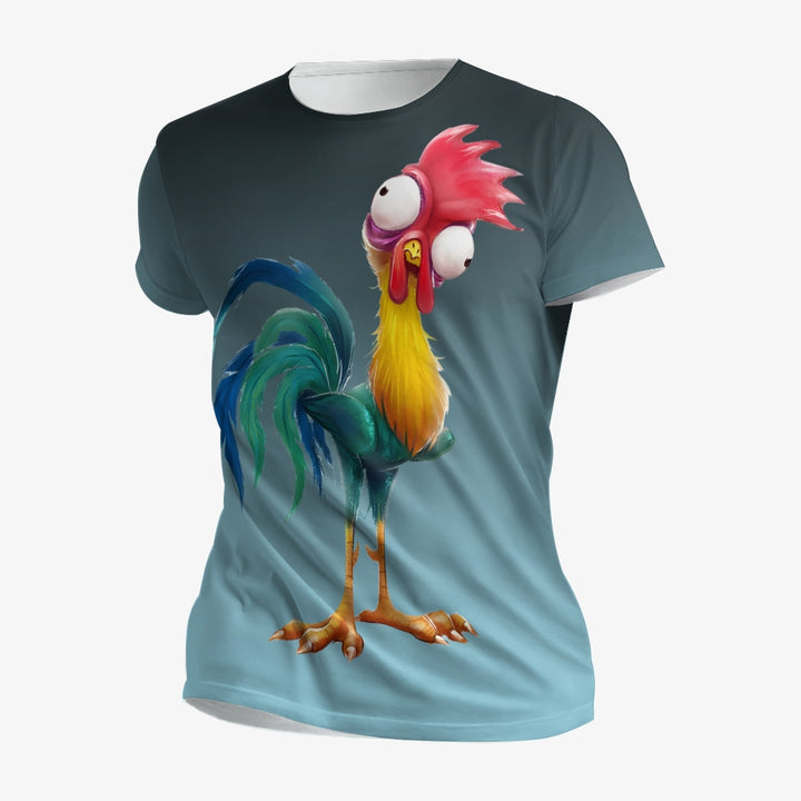 Men's Gradient Fun Rooster Casual Short Sleeve T-Shirt