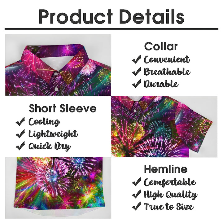 Festive Colorful Fireworks Casual Short Sleeve Shirt 2408008307