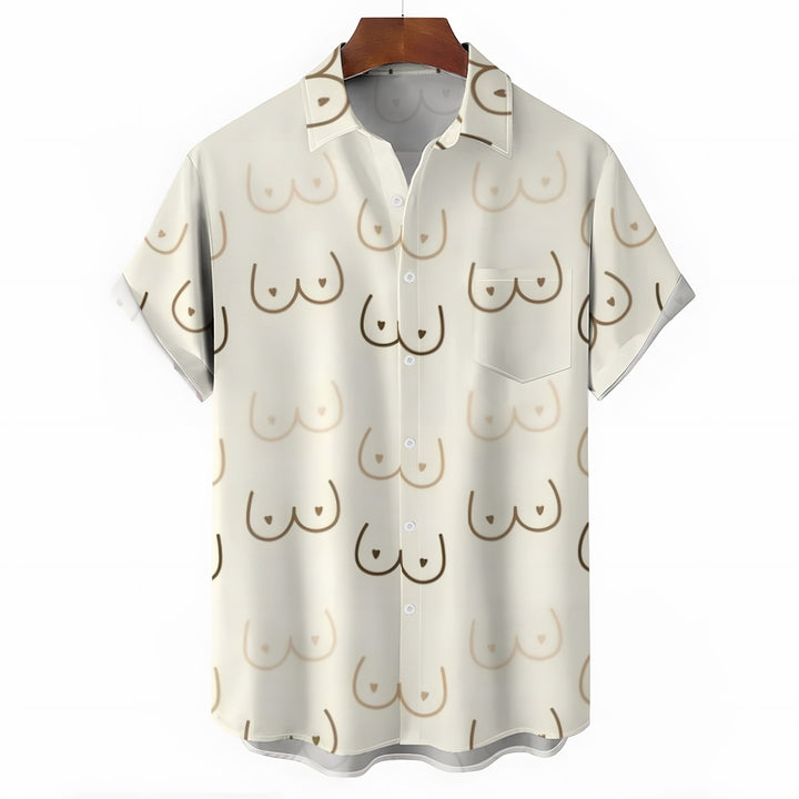 Men's Abstract Line Print Short Sleeve Shirt 2404001908