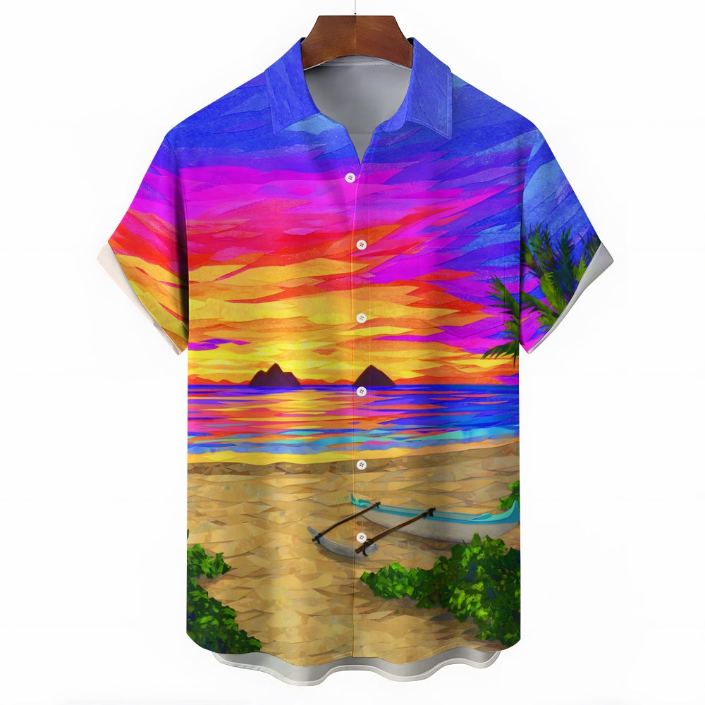 Beach Scenery Casual Short Sleeve Shirt 2409007973