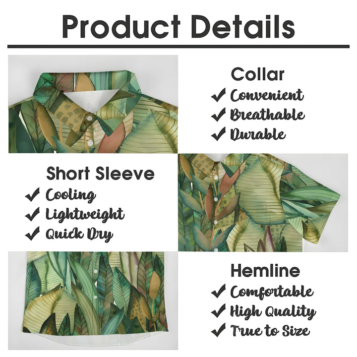 Tropical Plant Print Casual Short Sleeve Shirt 2412005939