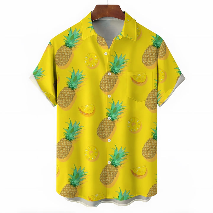 Men's Hawaiian Pineapple Casual Short Sleeve Shirt 2410004904