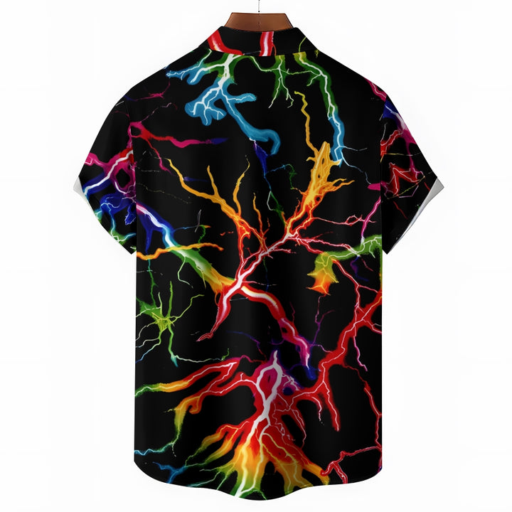 Men's Colorful Lightning Print Casual Short Sleeve Shirt 2410009058