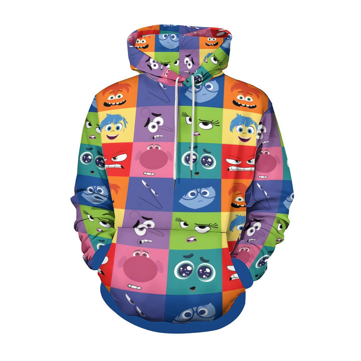 Plue Size Colorful Cartoon Character Printed Hoodies 2409010115