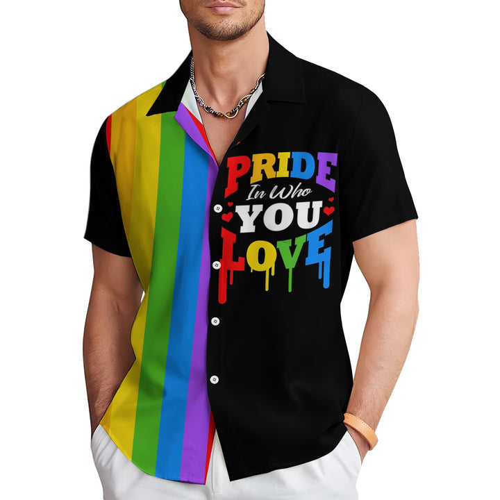 Men's Pride Month Rainbow Print Casual Short Sleeve Shirt 2404001868