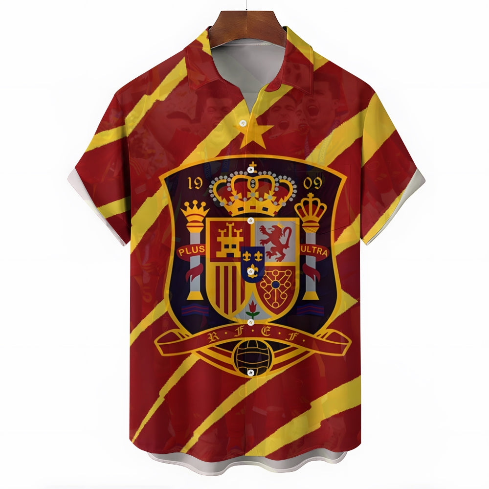 Spain European Cup Casual Large Size Short Sleeve Shirt 2407002080