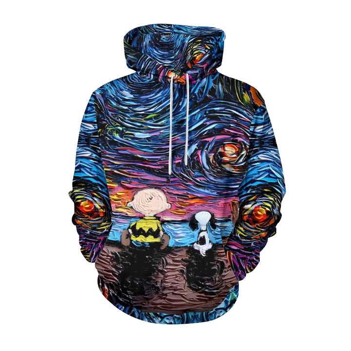 Starry Sky Cartoon Character Plue Size Printed Hoodies 2408004473