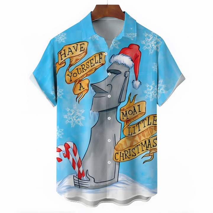 Christmas Stone Art Print Short Sleeve Shirt 2412006351