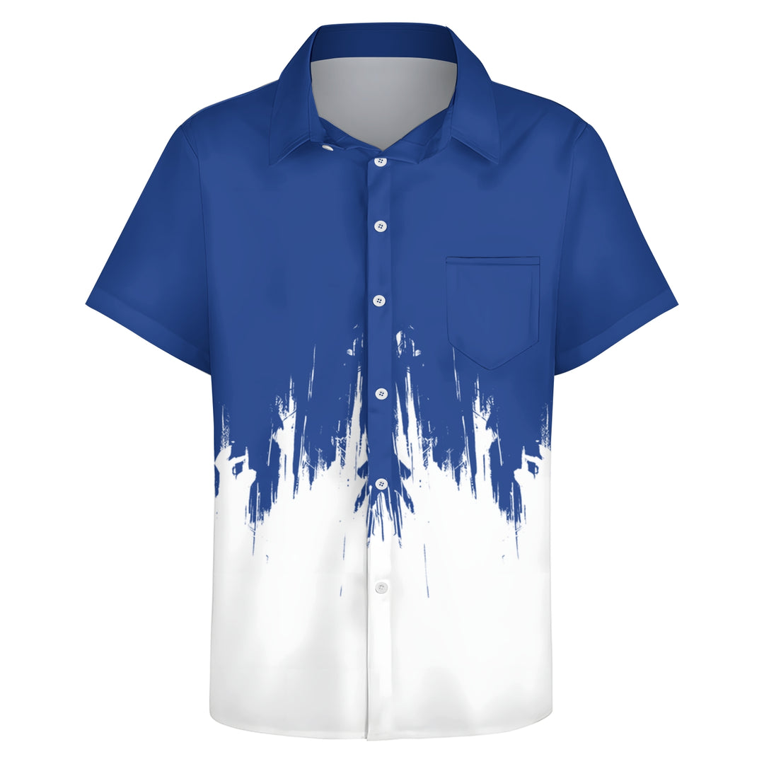 Men's Texture Hand Print Casual Short Sleeve Shirt 2404001802