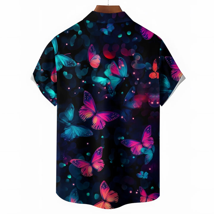 Butterfly Print Casual Short Sleeve Shirt 2408004531