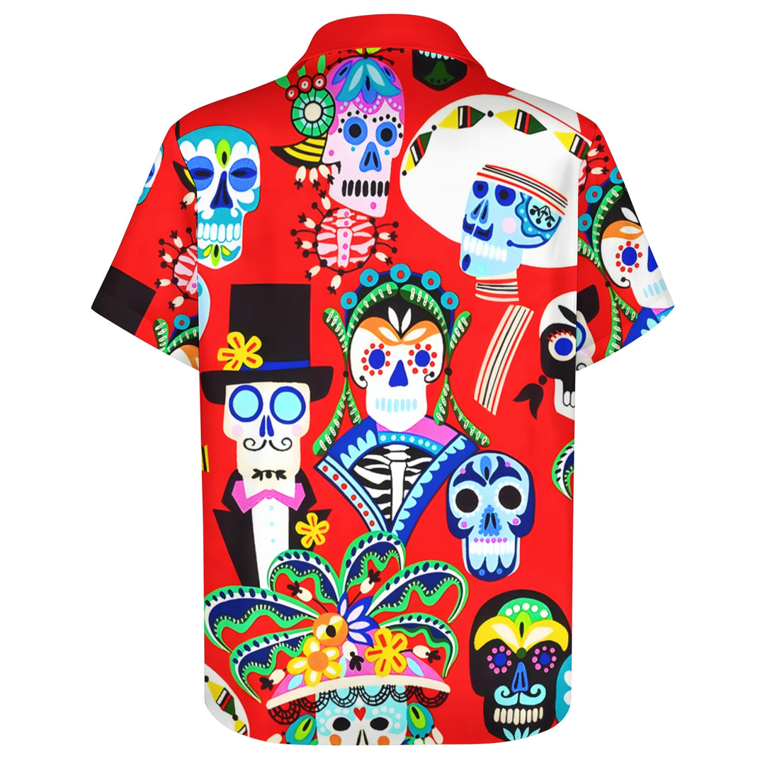 Men's Mexican Culture and Arts Casual Short Sleeve Shirt 2403000923