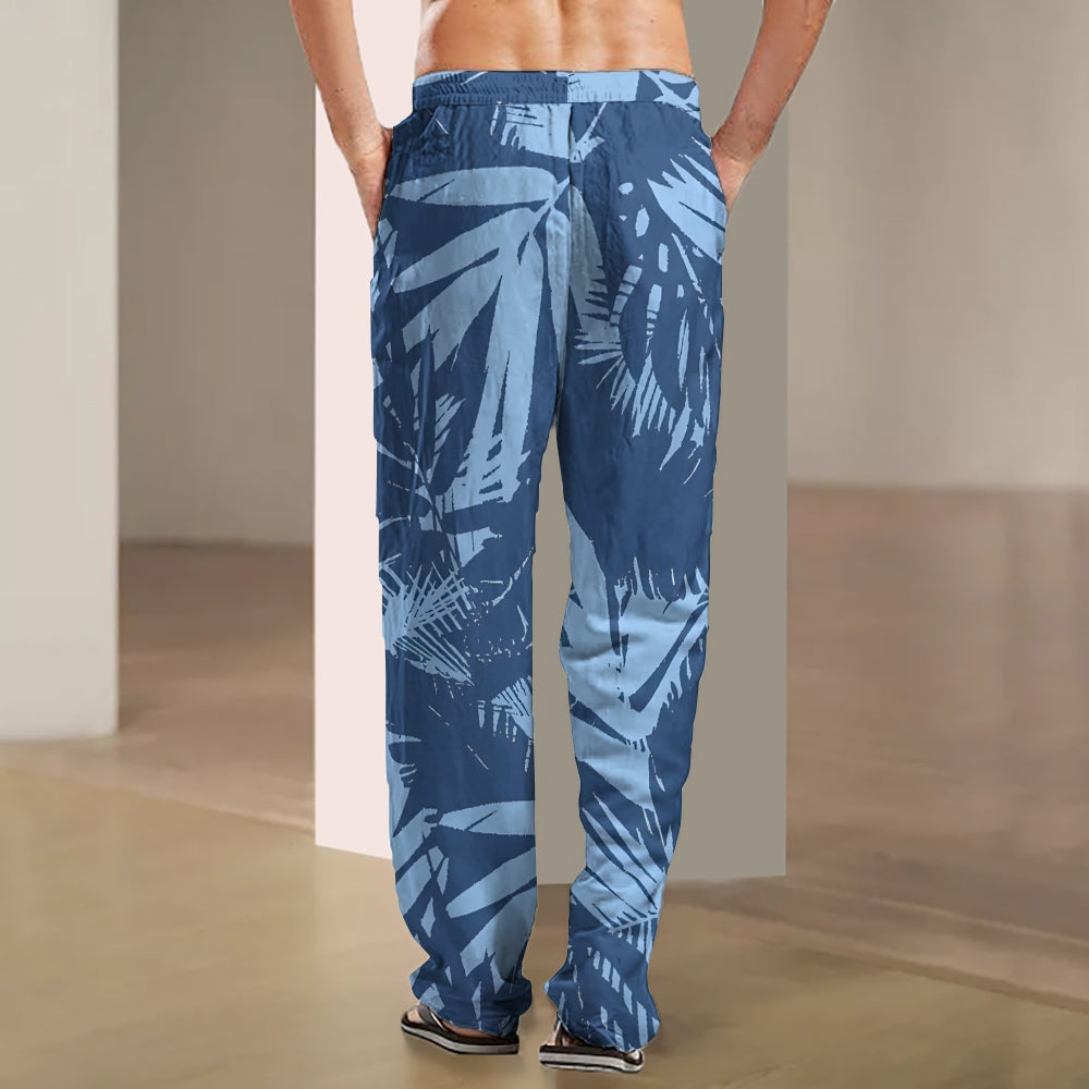 Men's Resort Botanical Print Casual Pants 2411000439