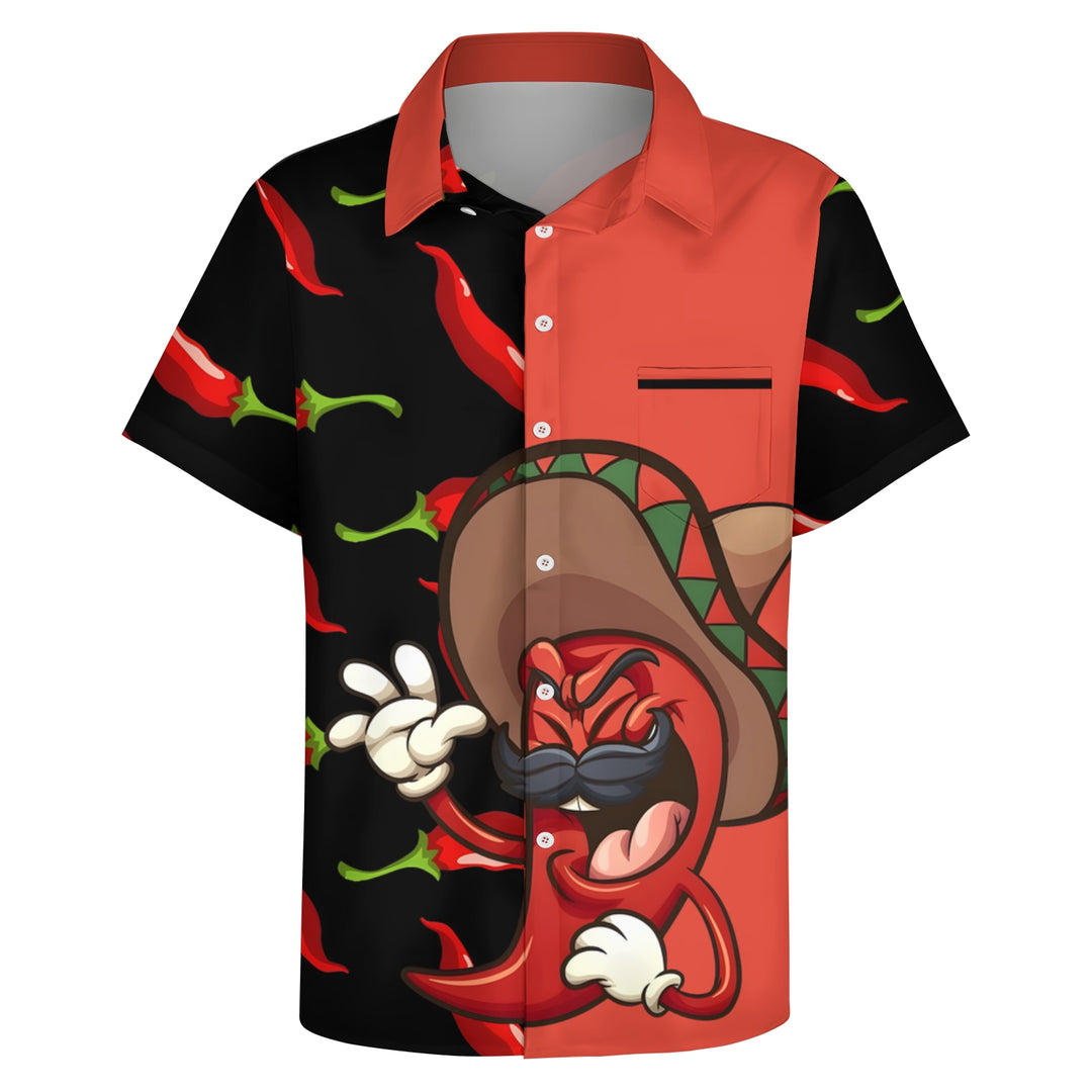 Cinco De Mayo Mexico Chili Men's Hawaiian Casual Short Sleeve Shirt 2404001058