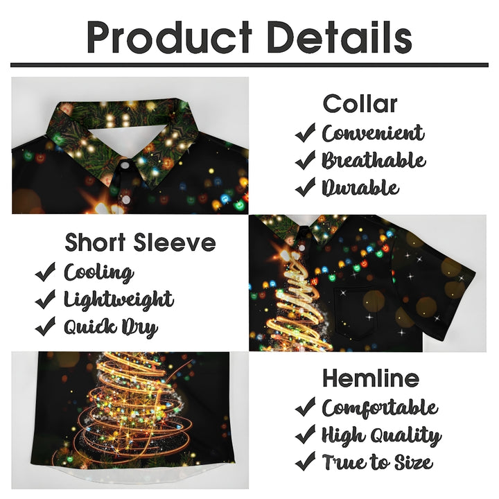 Christmas Tree Lights Casual Short Sleeve Shirt 2409006117