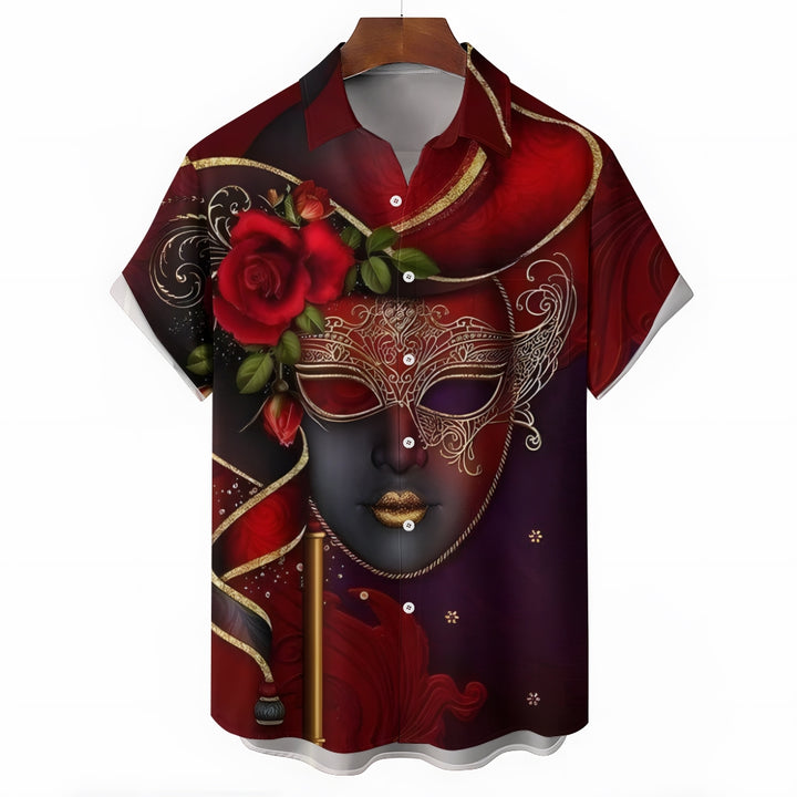 Men's Mardi Gras Casual Short Sleeve Shirt 2412003934