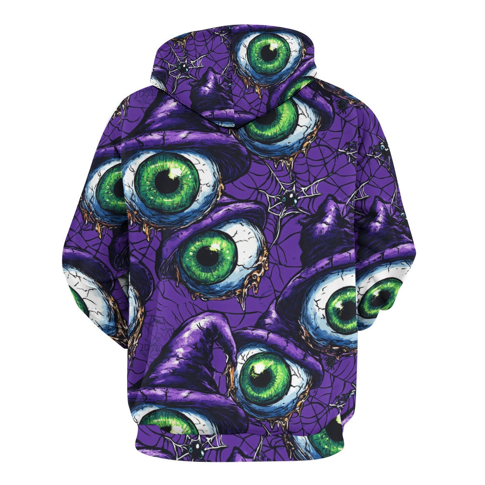 Scary Wizard Eyes Spider Web Plue Size Printed Hoodies 2410001408