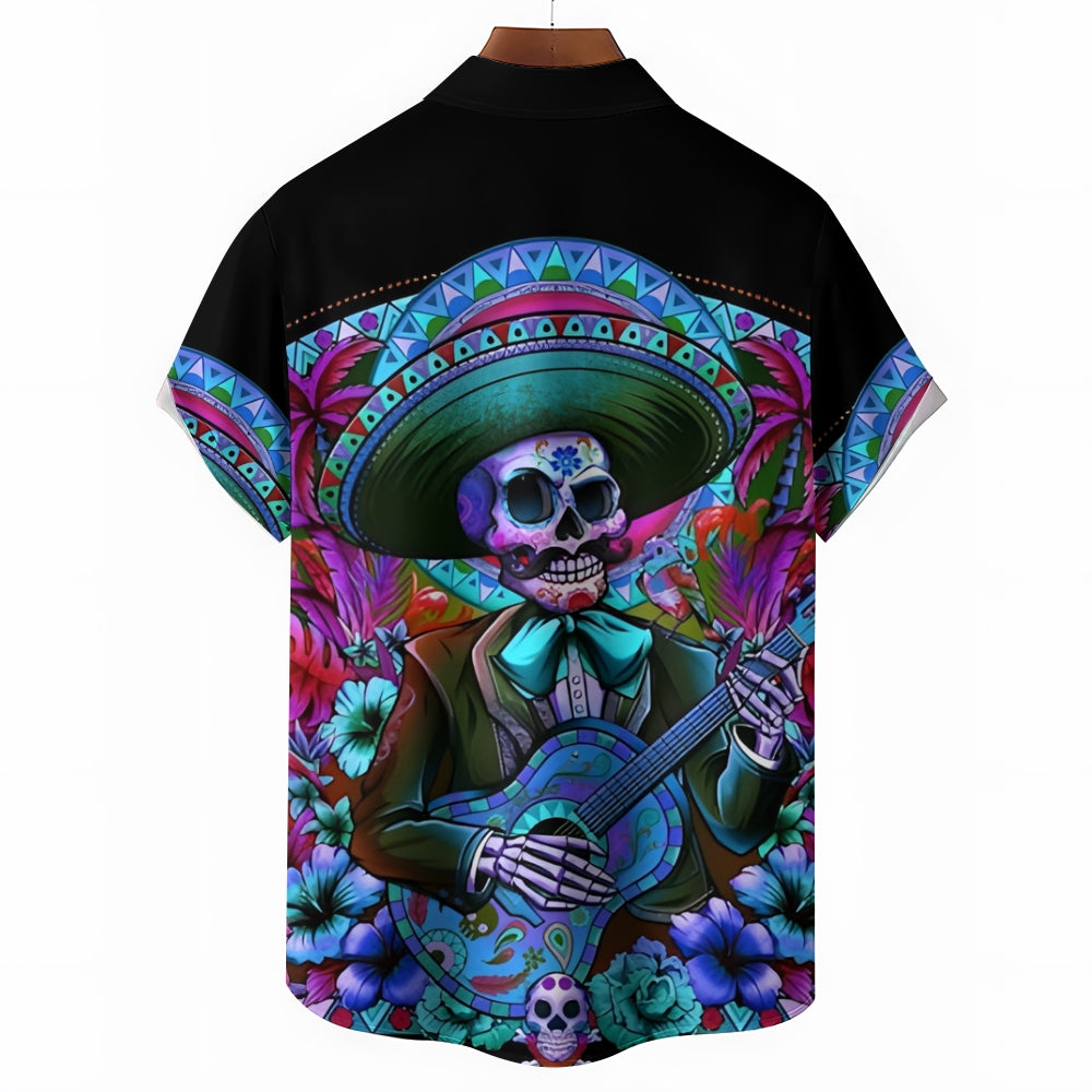 Mexican Day of the Dead Music Short Sleeve Shirt 2409008999