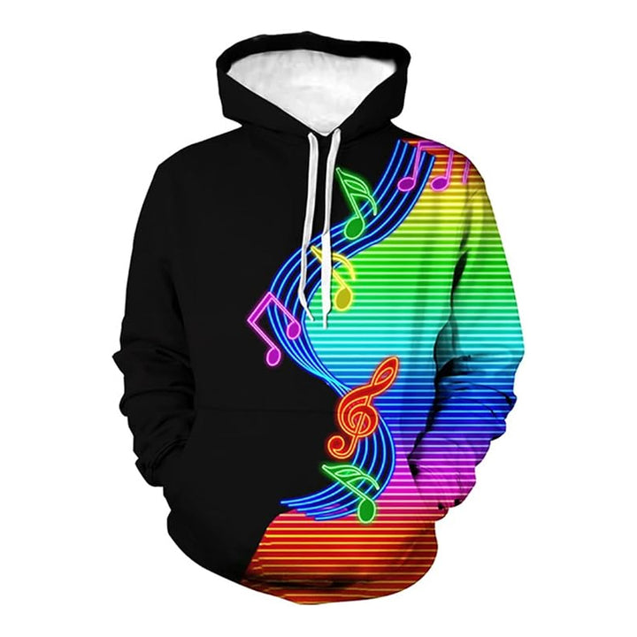 Unisex 3D Musical Note Print Hoodie