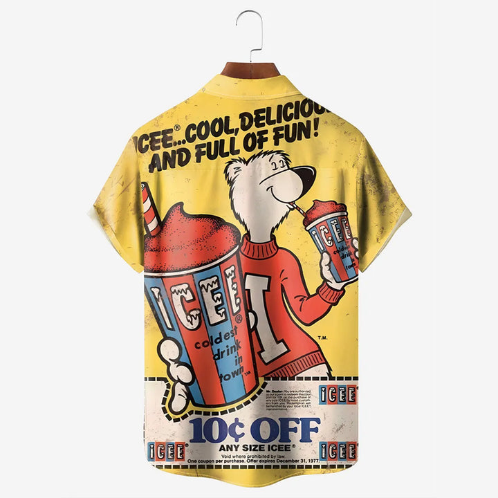 Men's Nostalgic Poster Art Print Shirt