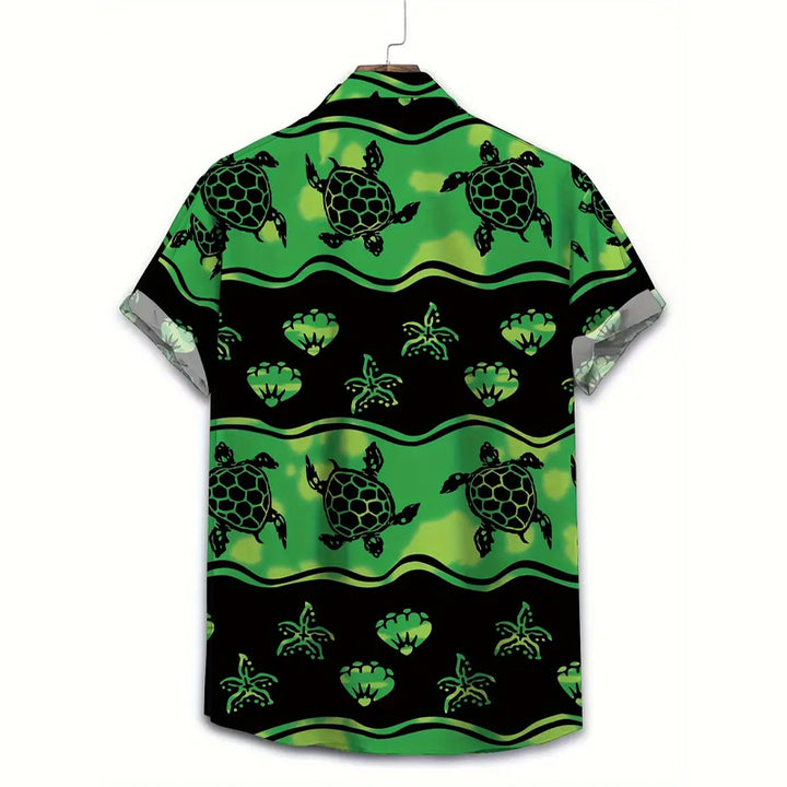 Men's Turtle Print Casual Button-Down Shirt