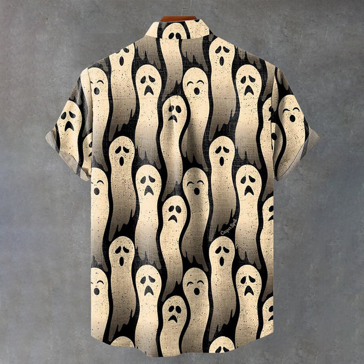 Vintage Halloween Ghost Art Print Casual Shirt