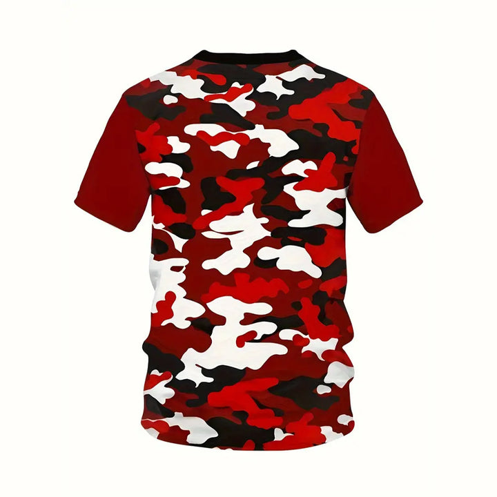 Camo Graphic Print Crew Neck Short Sleeve T-Shirt & Shorts Set