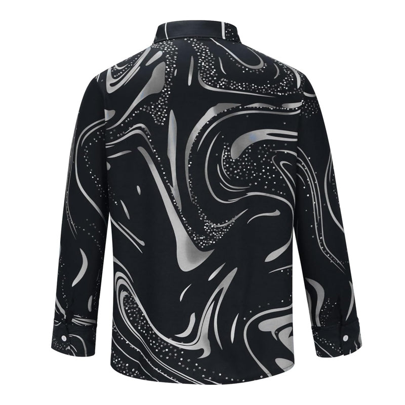 Mens Versatile Print Design Long Sleeve Casual Shirt