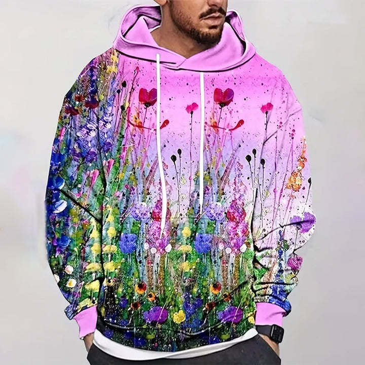 Men's Plus Size 3D Oil Painting Print Hooded