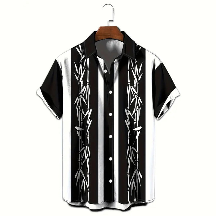 Men's Bamboo Geometric Print Casual Short Sleeve Shirt