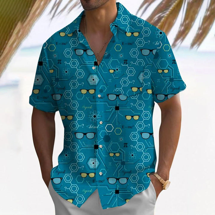 1950s Mens Vintage Eyes Atomic Hawaiian Short Sleeve Shirt