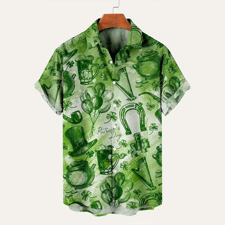 Men's St. Patrick'S Day Graphics Short Sleeve Button-Down Shirt