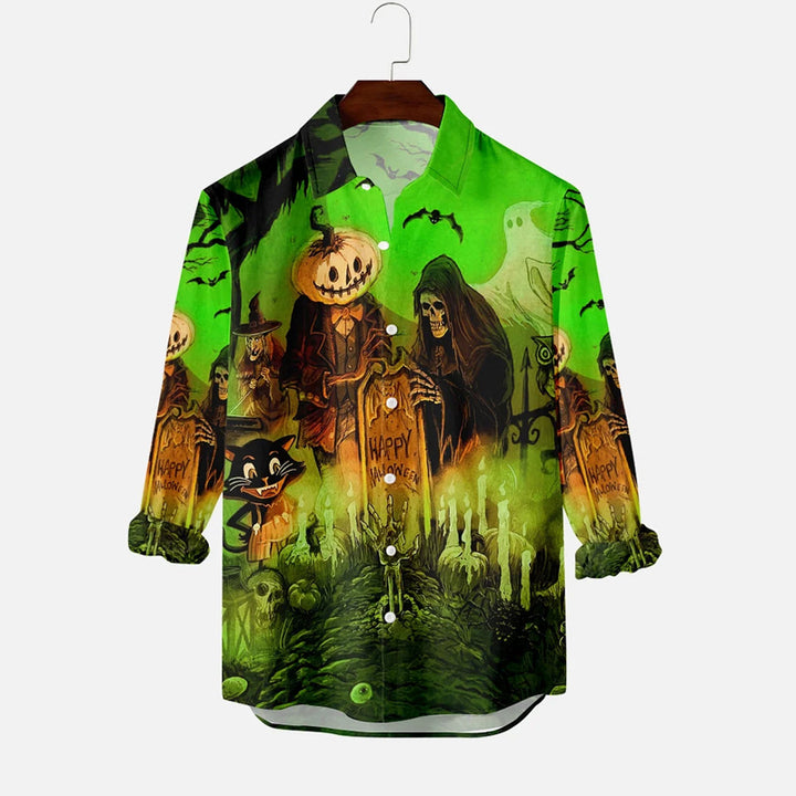 Men's Vintage Halloween Movie Poster Graphic Long Sleeve Shirt