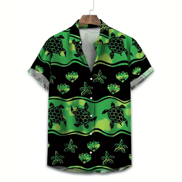 Men's Turtle Print Casual Button-Down Shirt