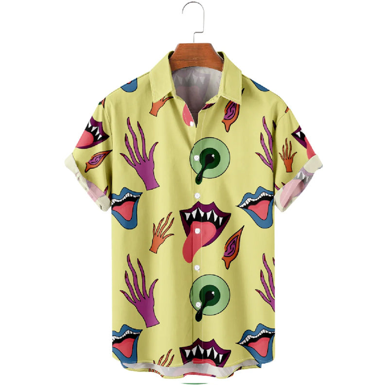 Men's Tongue Illustration Button-Up Shirt