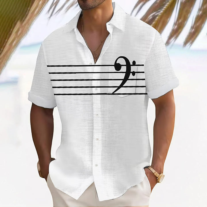 Men's Bass Clef Print Short Sleeve Shirt