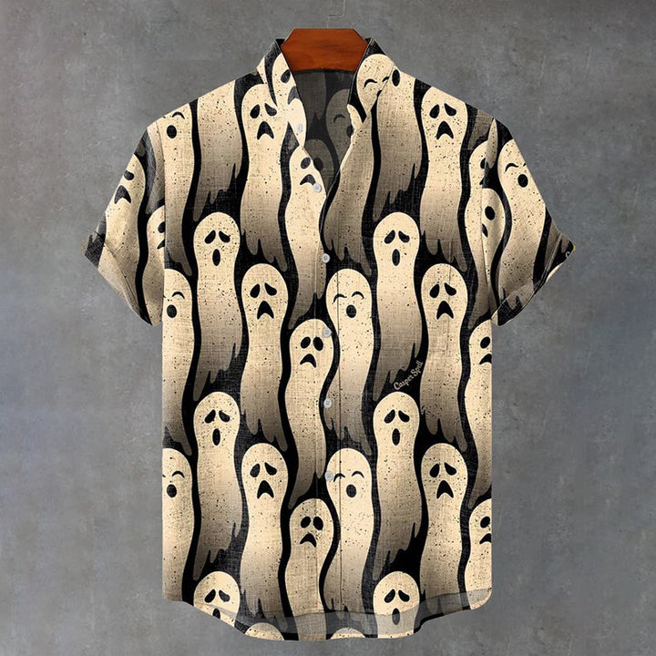 Vintage Halloween Ghost Art Print Casual Shirt