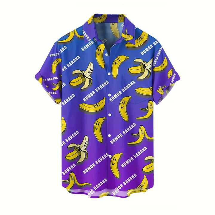 Men's Colorful Cartoon Humor Banana Pattem Shirt