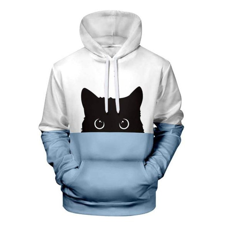 Unisex Black Cat Contrasting colors Hoodie 2410001888