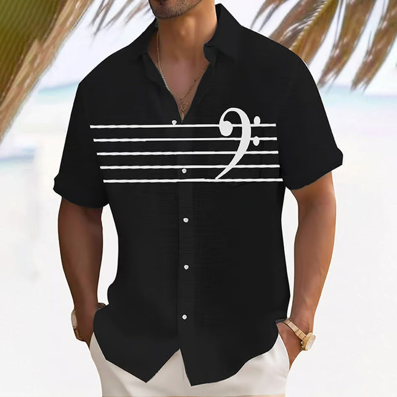 Men's Bass Clef Print Short Sleeve Shirt