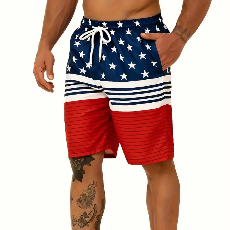 Men‘s Quick-Drying Flag Print Shorts 2406003165